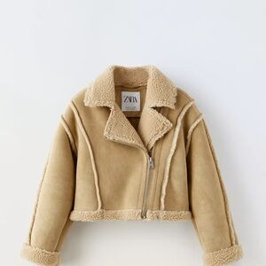 Zara Kids Beige Shearling Coat